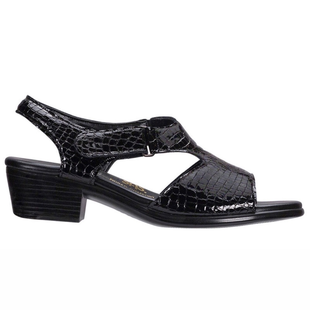 SAS Suntimer Black Croc Sandals Size 7.5 In Black